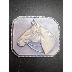Vintage 1940’s Celluloid Horse Head Brooch/Pin Blue Square Fashion Retro 2"